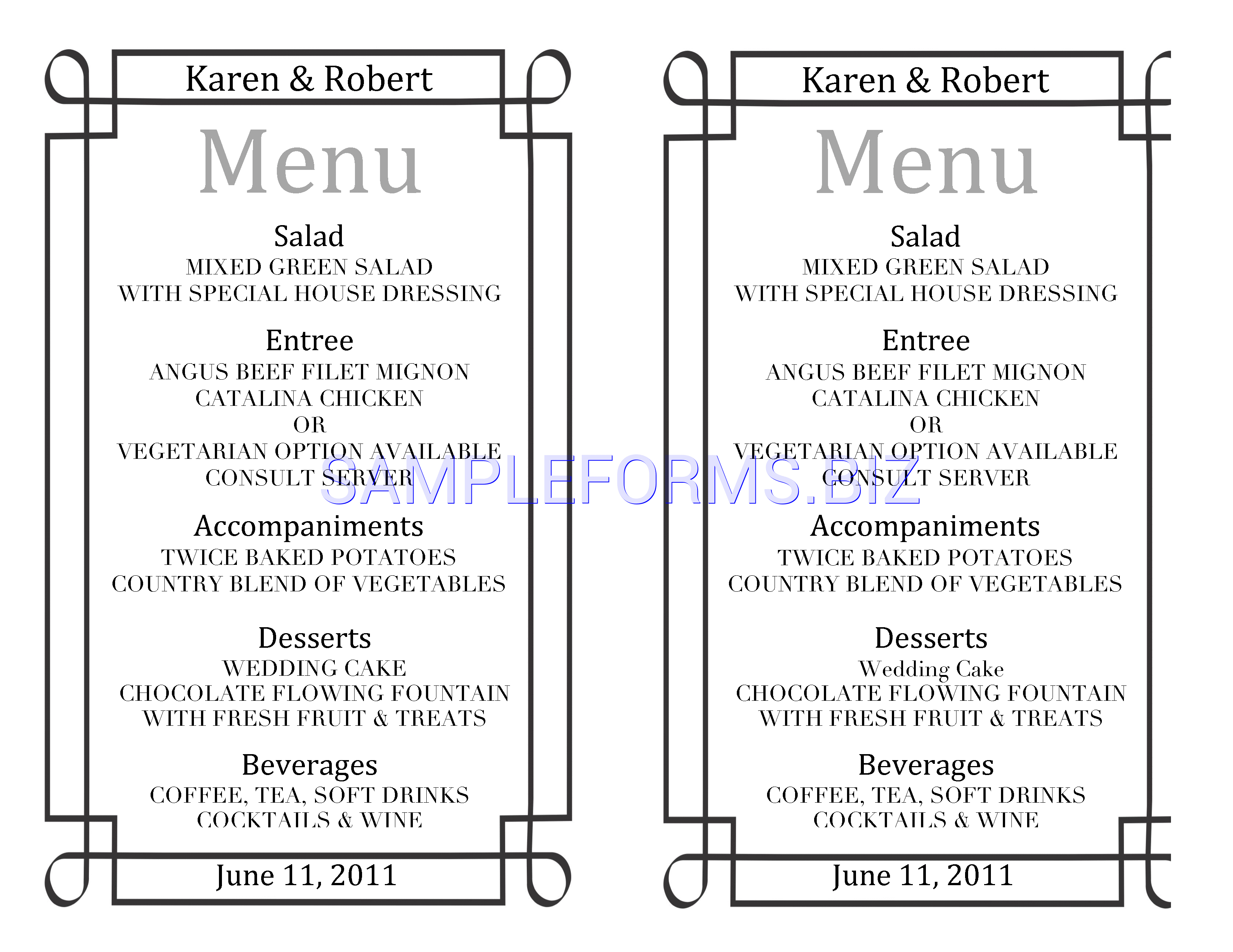 Preview free downloadable Wedding_Menu_Template 3 in PDF (page 1)
